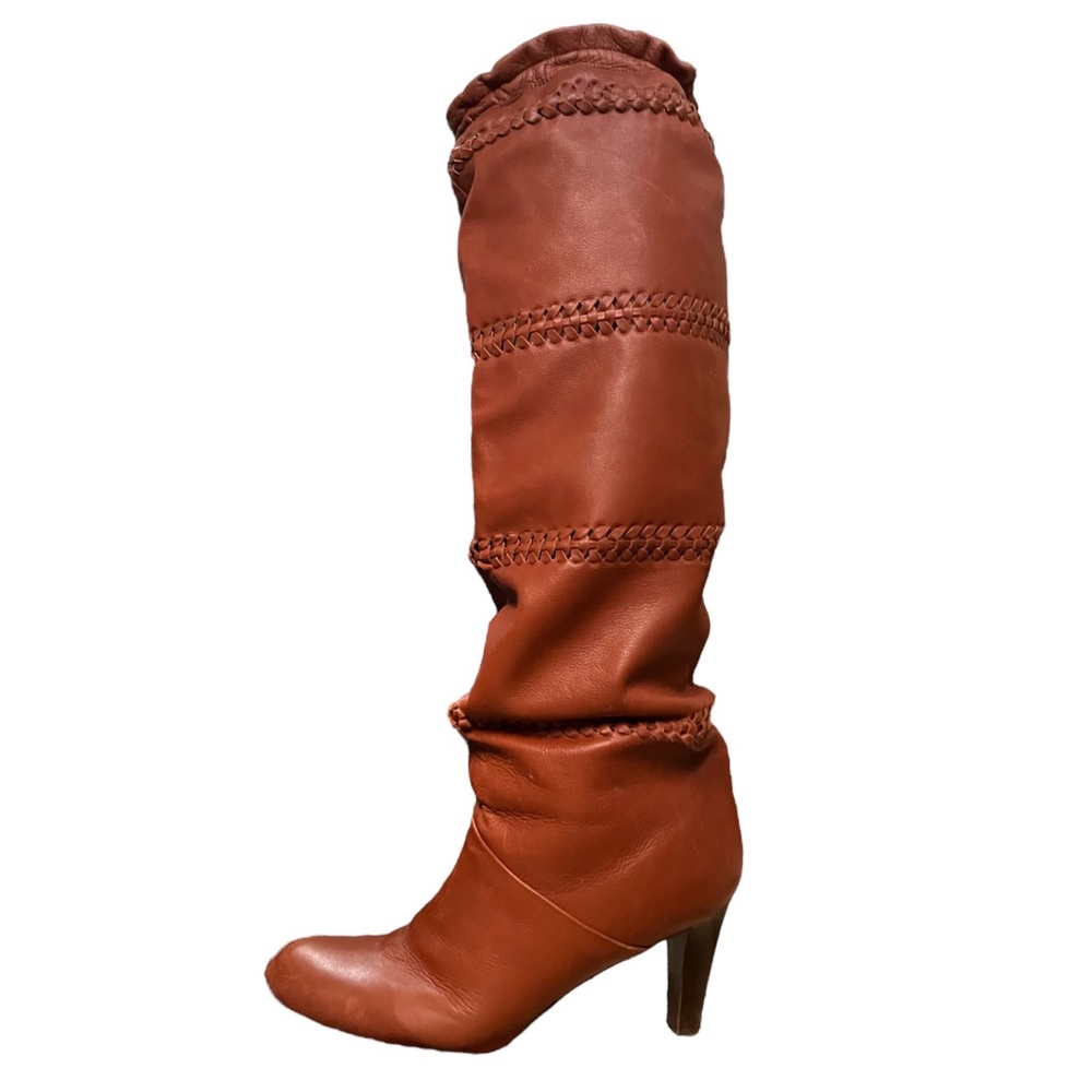 Coach Made in Italy Jae Slouch Brown Leather Knee High Heeled Boots Size 9.5